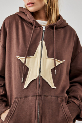 トップス OPENSHUT STAR HOODIE Brown OPENSHUT STAR HOODIE Brown Pacsun Starred Full Zip Hoodie