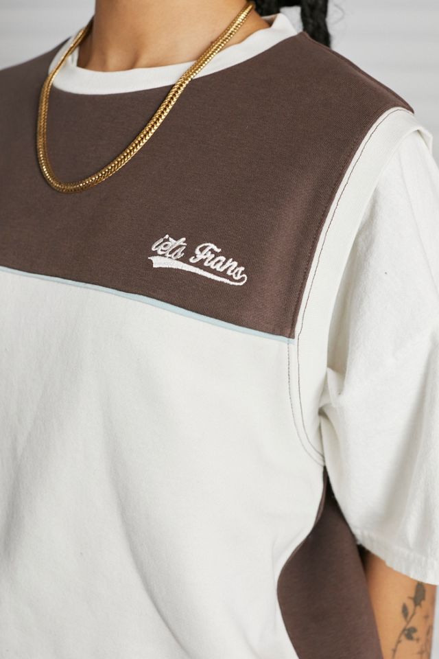 iets frans... Brown & White Sleeveless Sweatshirt #1