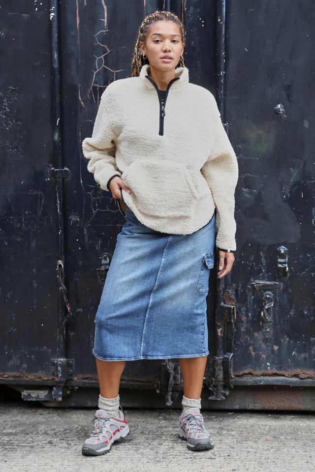 BDG Cream Funnel Neck Fleece Pullover  #1