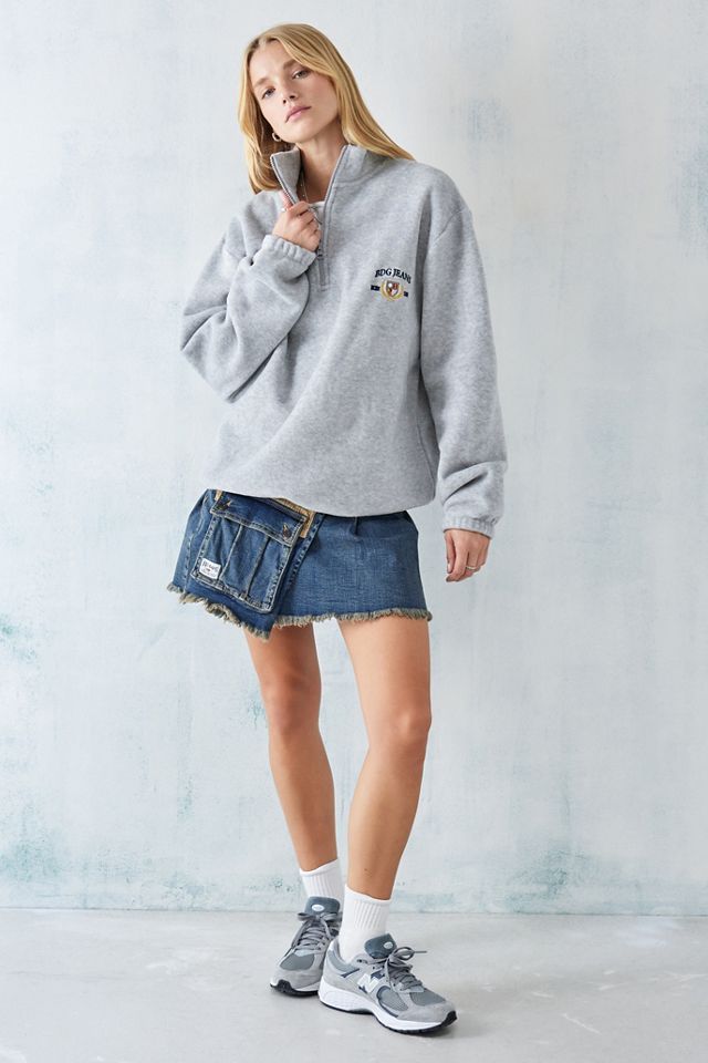 BDG Grey Crest Fleece Mock Neck Sweatshirt #2
