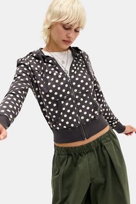 UO Polka Dot Fitted Zip-Through Hoodie