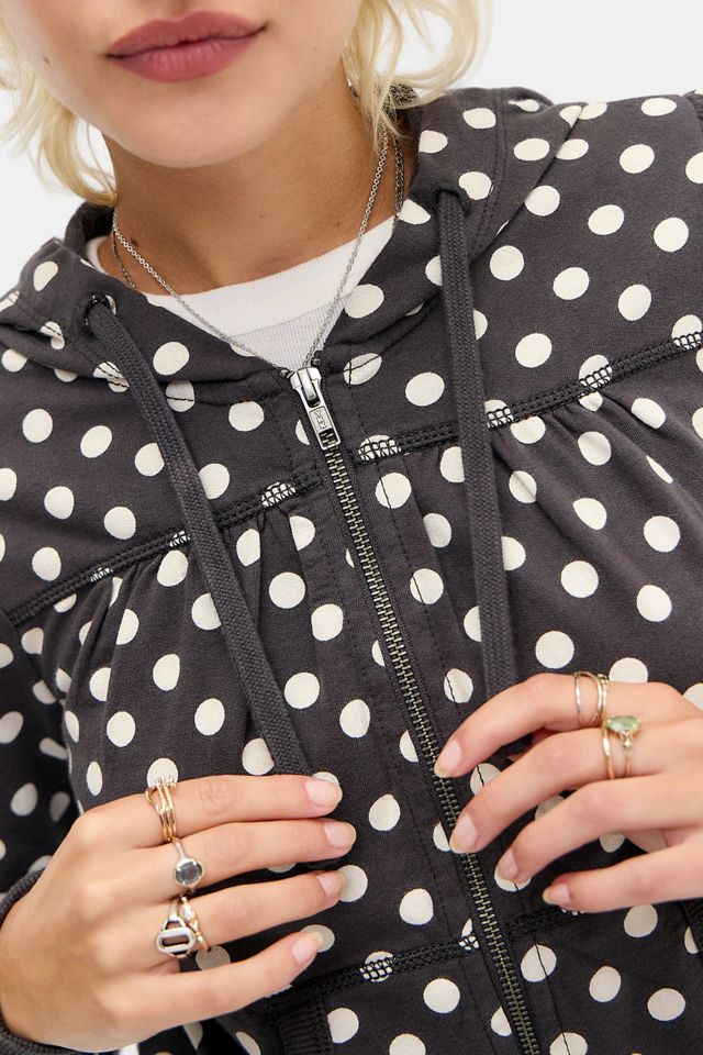 UO Polka Dot Taillierter Zip-Hoodie #1