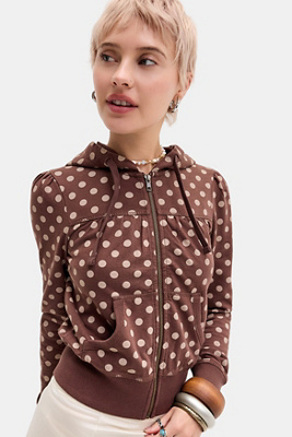 Silence + Noise Polka Dot Fitted Zip-Through Hoodie | Urban