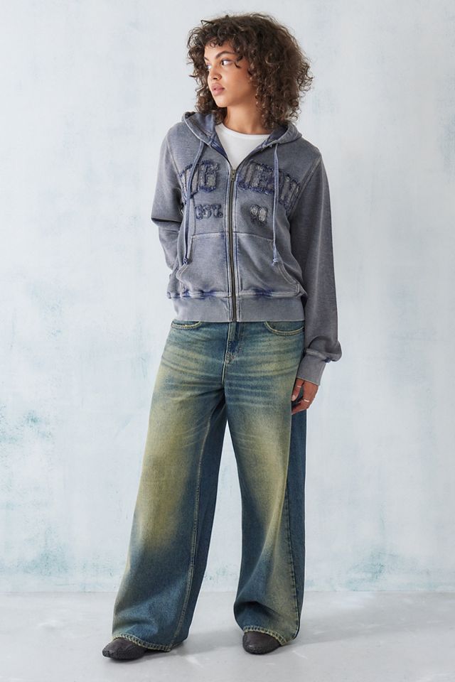 Sudadera con Capucha y Cremallera BDG con Logo de Aplique Desgastado #2