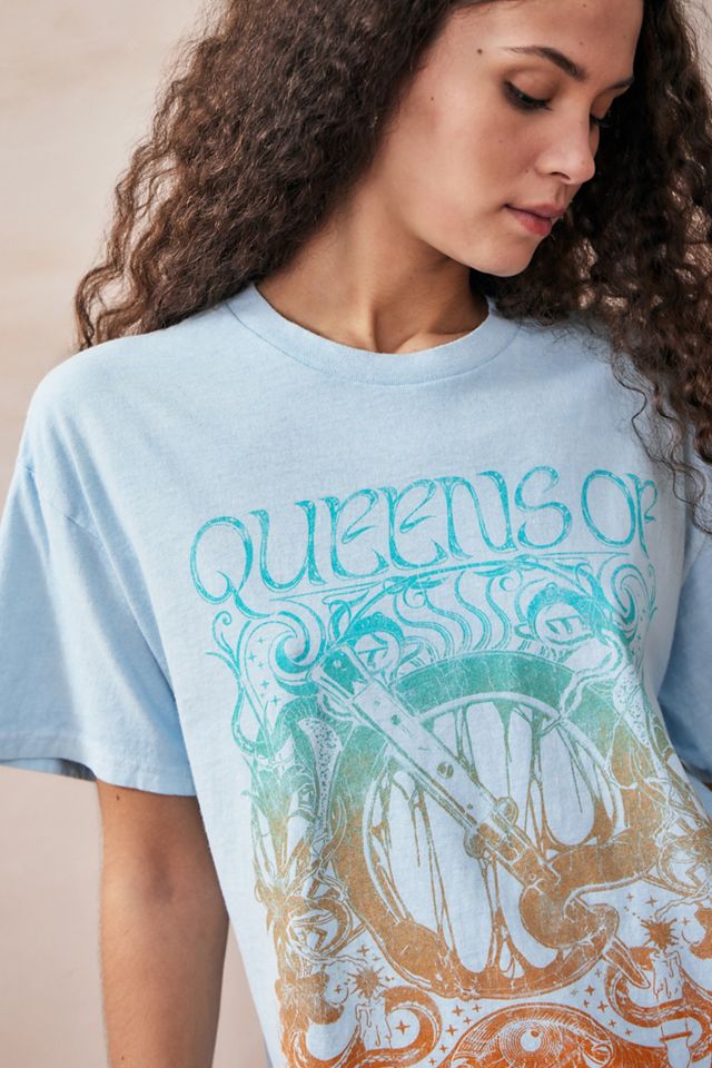 UO Light Blue Queens Of The Stone Age Dad T-Shirt #3
