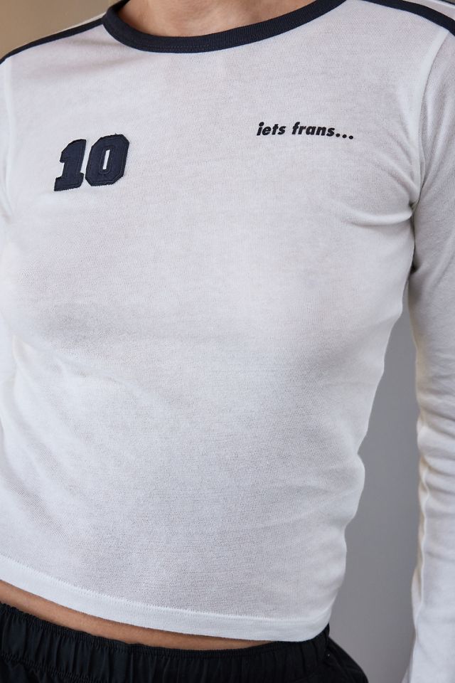 iets frans... White Mia Long-Sleeved Football T-Shirt | Urban Outfitters UK