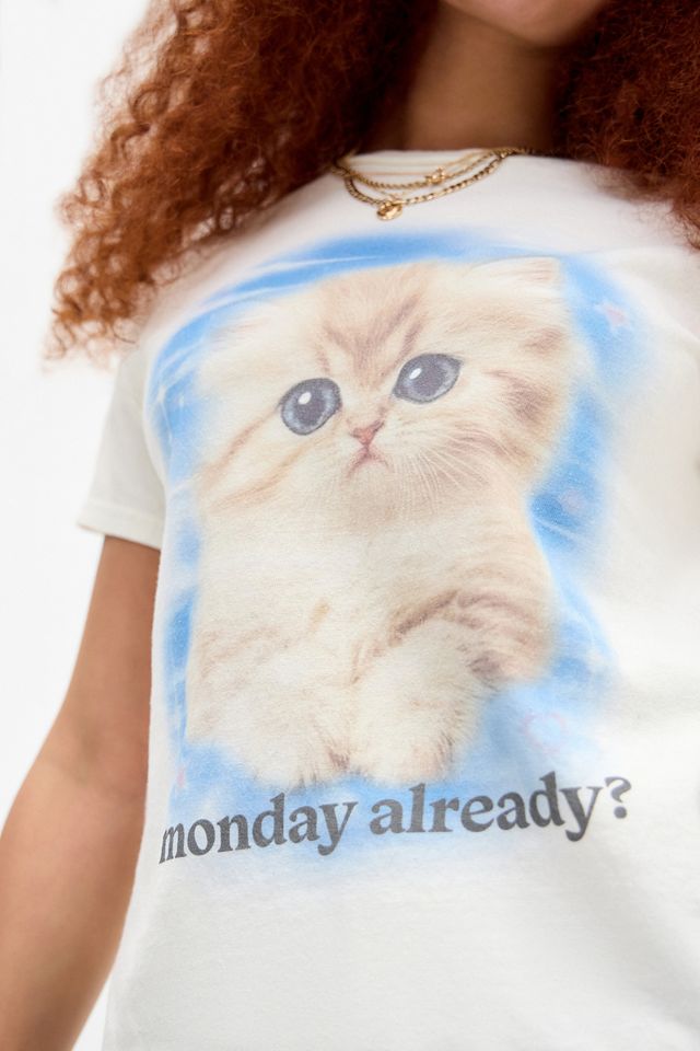 Camiseta Relajada UO Monday Kitten #1
