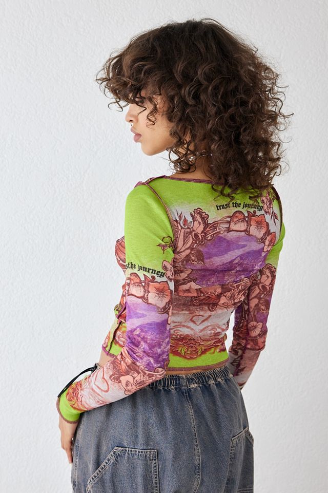 UO - Haut style années 2000 à col bateau et imprimé floral #3