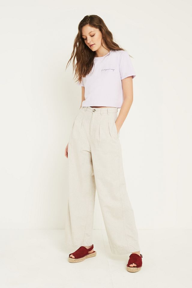 UO Find Your Way Lila Borded Crop Camiseta #3