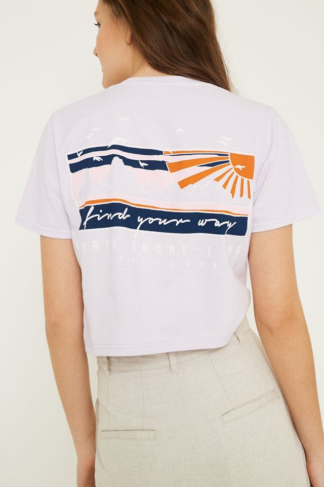 UO Find Your Way Lila Borded Crop Camiseta #4