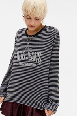 T-shirt ample à manches longues rayé en taille: XS - BDG - Modalova