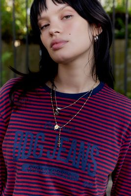 T-shirt à manches longues ample rayé rouge BDG