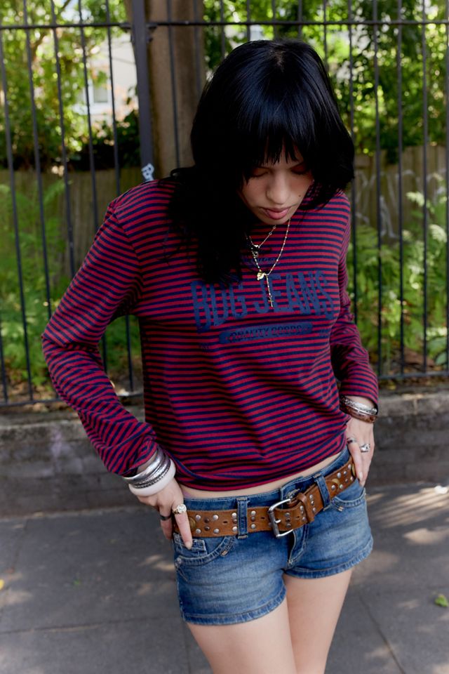 BDG Red Striped Relaxed Long Sleeve T-Shirt #1