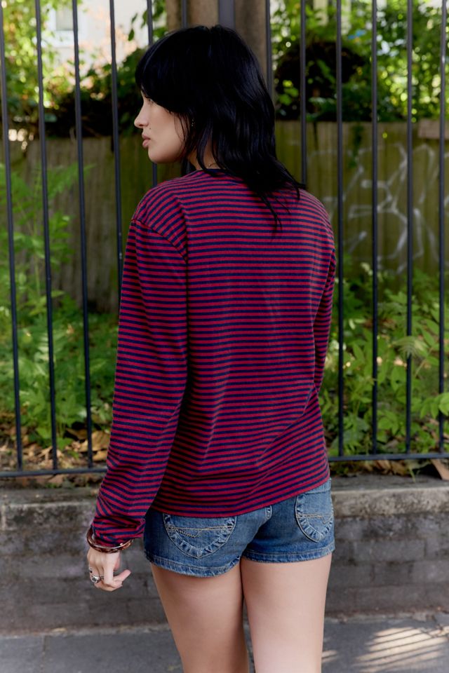 BDG Red Striped Relaxed Long Sleeve T-Shirt #3
