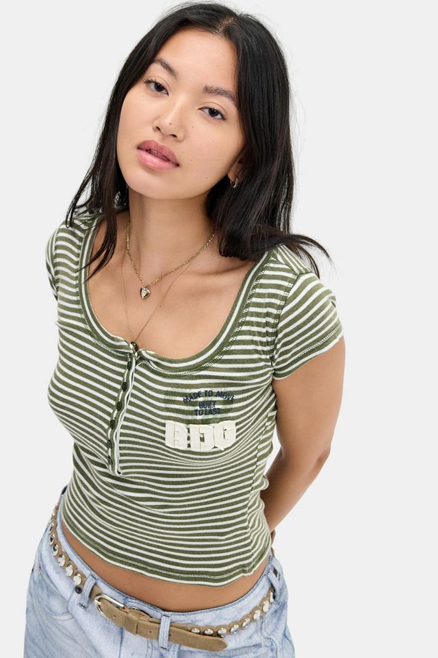 Camiseta Henley con Aplique de Rayas BDG #2