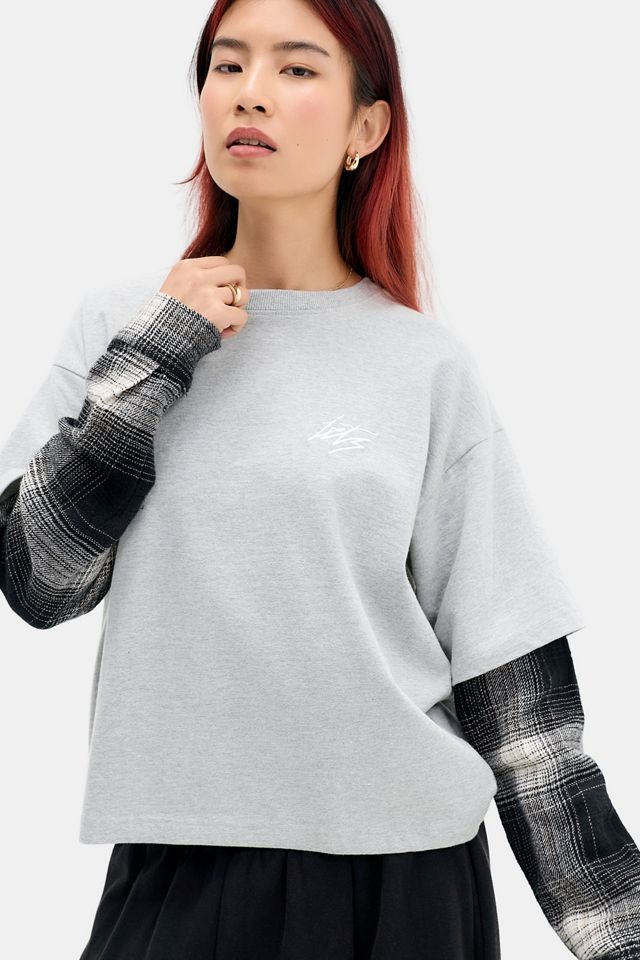 T-shirt superposé à carreaux double couche iets frans... #2
