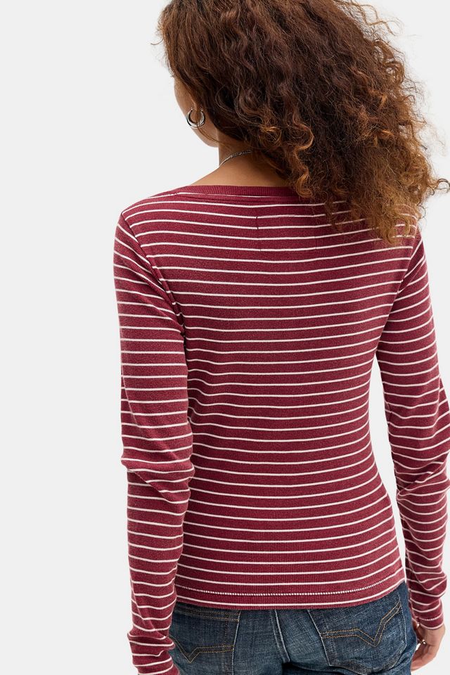 BDG Gestreiftes Langarm-Henley-T-Shirt #3