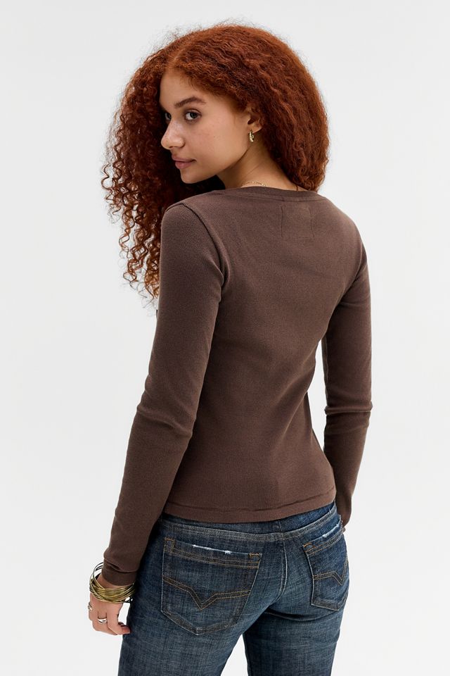 T-shirt Henley à manches longues avec appliqué BDG #3