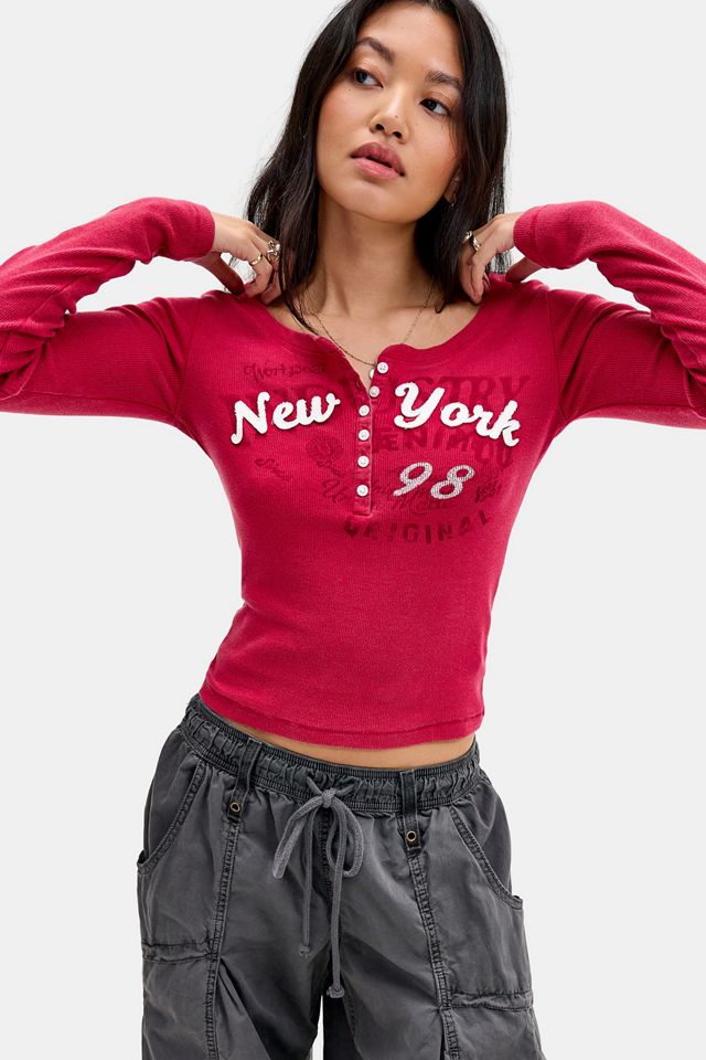 BDG Appliqué Long Sleeve Henley Tee #2