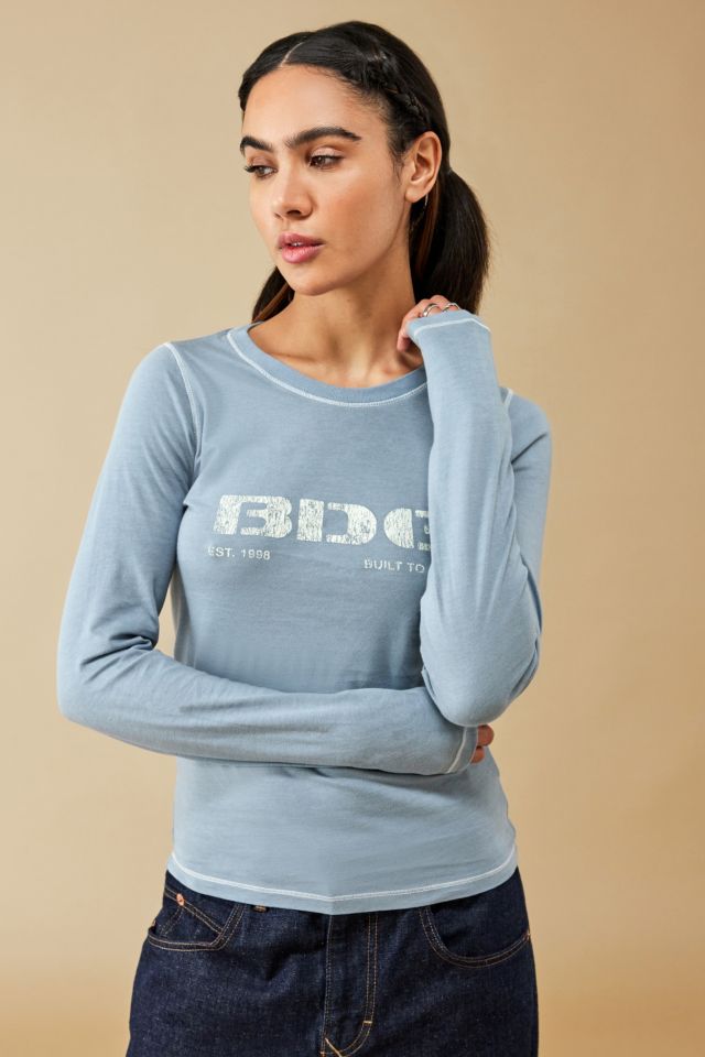 BDG Blue Stencil Logo Long Sleeve Baby T-Shirt | Urban Outfitters UK