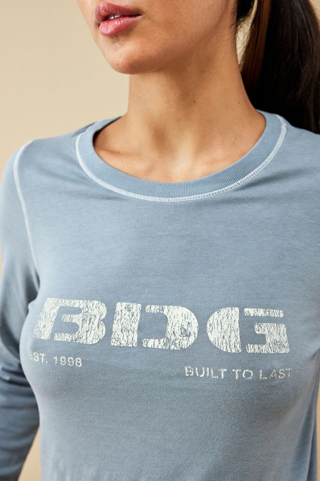 BDG - T-shirt raccourci à manches longues avec logo au pochoir bleu  #2