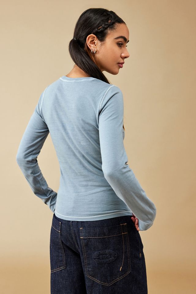 BDG - T-shirt raccourci à manches longues avec logo au pochoir bleu  #3