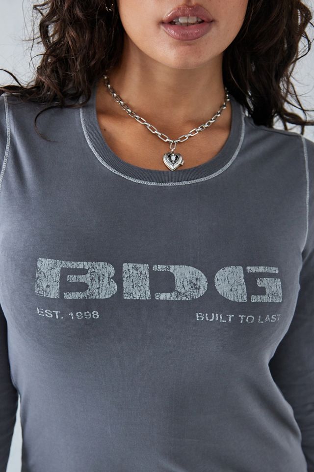 BDG Dark Grey Logo Stamp Long-Sleeved Baby T-Shirt  #1