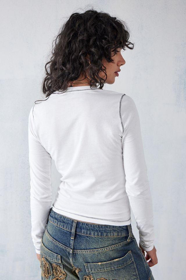 BDG - T-shirt effet rétréci à manches longues et logo blanc  #3