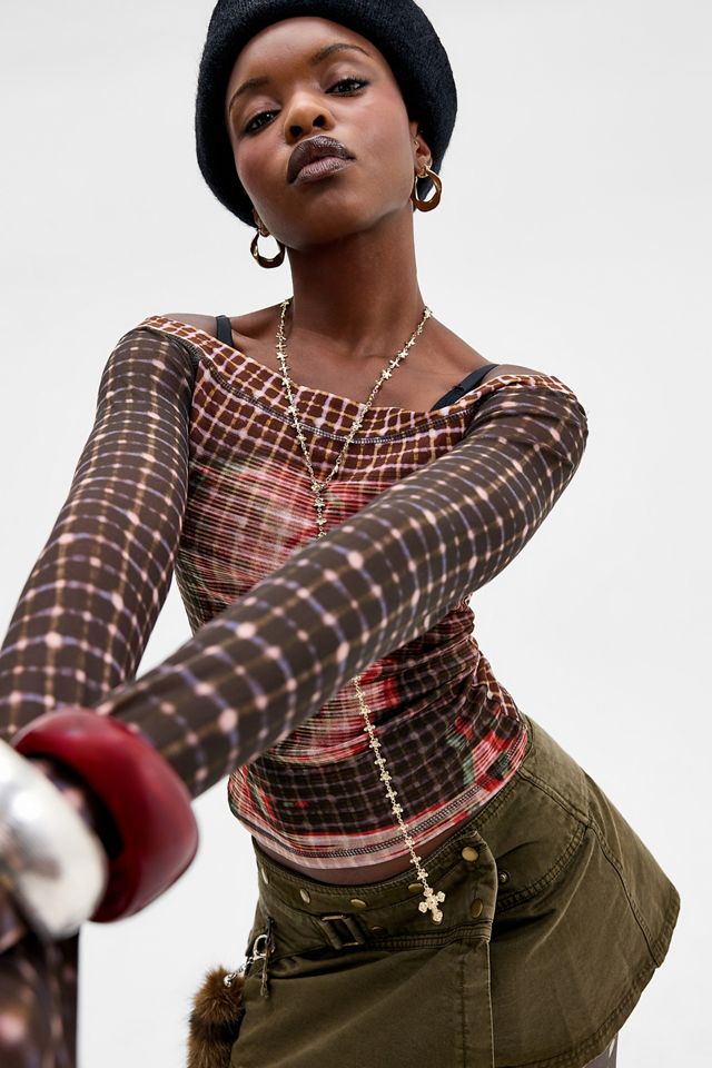 UO Vick Rebel Check Long Sleeve Top #4