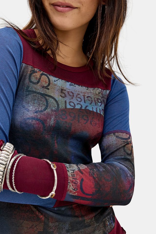UO Mesh Print Long Sleeve Top #2