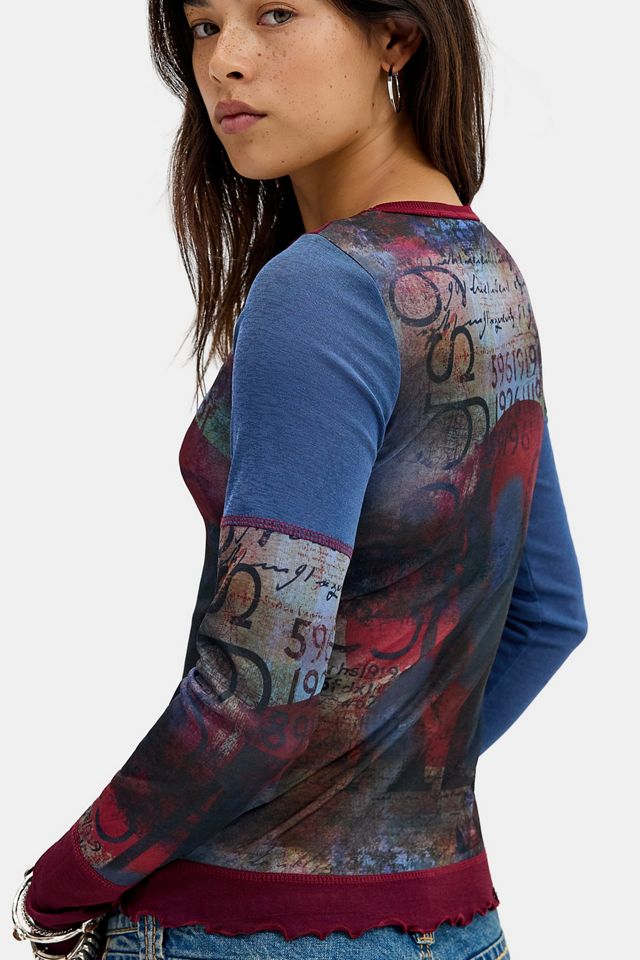 UO Mesh Print Long Sleeve Top #3