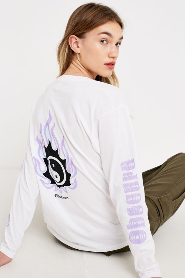 UO Obscura White Long-Sleeve Skate T-Shirt #1