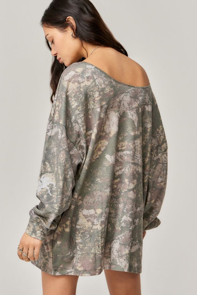 BDG Camo Off-The-Shoulder Jumper #3