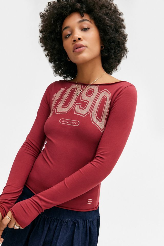 UO 1090 Slash Neck Long Sleeve Top #3