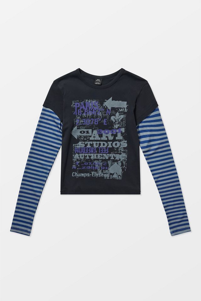 UO Art Studio Stripe Twofer T-Shirt #7