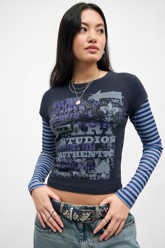 UO Art Studio Stripe Twofer T-Shirt #2