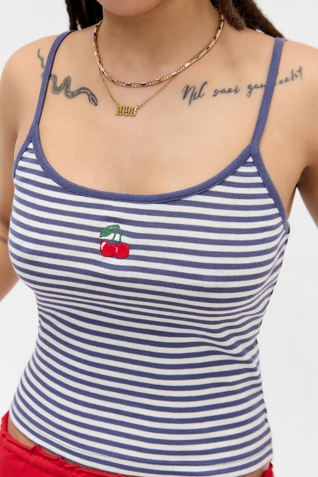 Camiseta de Tirantes UO con Motivo de Cerezas a Rayas #2