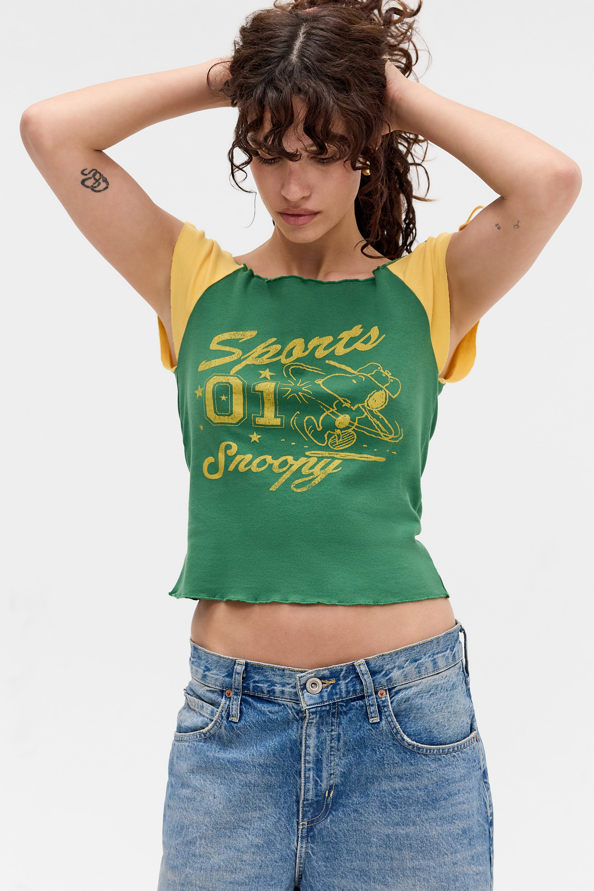 UO Snoopy Sport Off-Shoulder T-Shirt