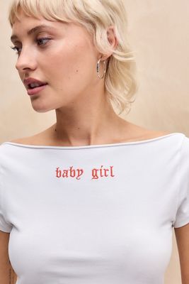 UO Babygirl Slash Neck T-Shirt