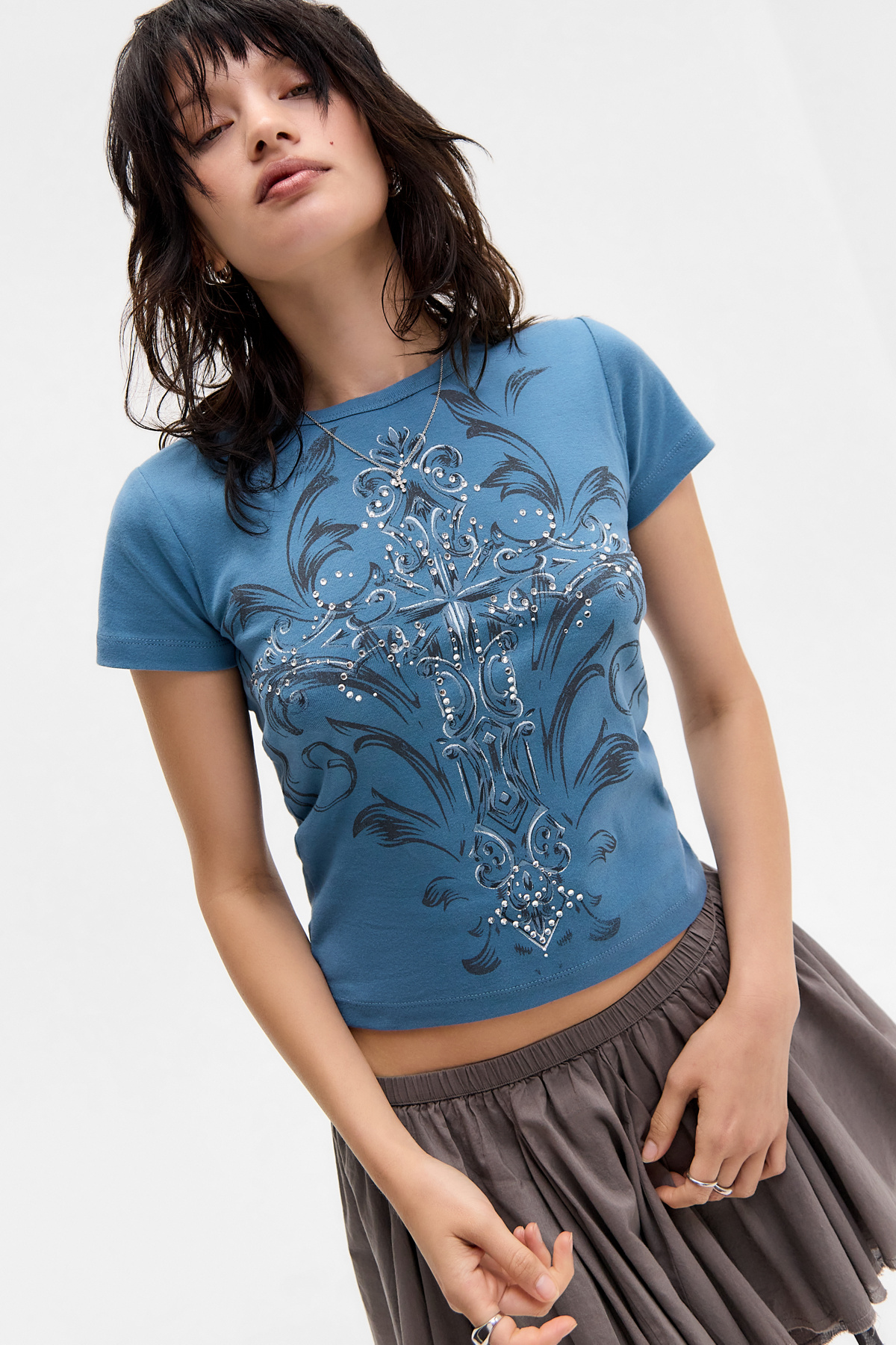 UO Diamanté Cross Baby T-Shirt