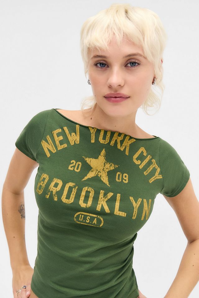 UO Khaki New York Slash Neck T-Shirt #2