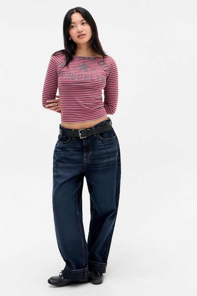 UO New York Stripe Slash Neck Long Sleeve T-Shirt #2