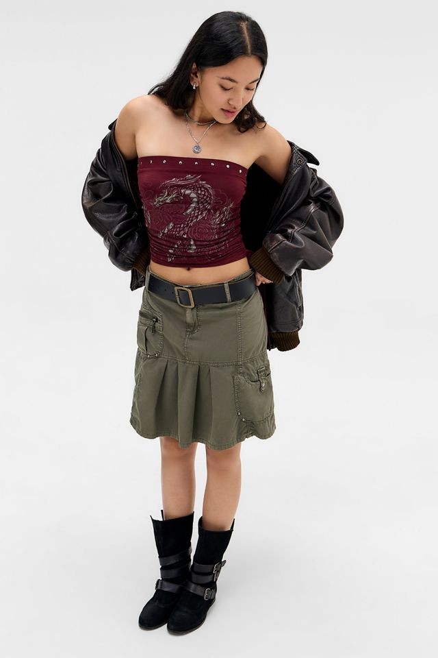 Top Bandeau Fruncido Dragón Grunge UO #2