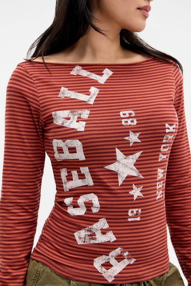 T-shirt à manches longues et rayures de baseball UO #1