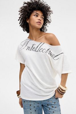 UO Intellectual Slub Off The Shoulder T-Shirt