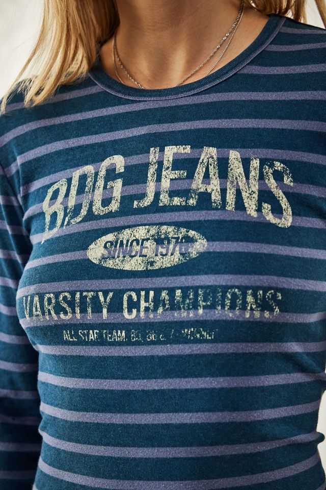 BDG T-shirt bambino a righe blu a maniche lunghe  #1