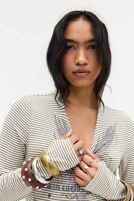 Top grafico con cappuccio a righe grunge UO Zoe
