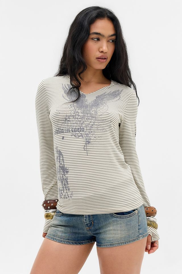Top con Cappuccio UO Zoe a Righe Grunge #1