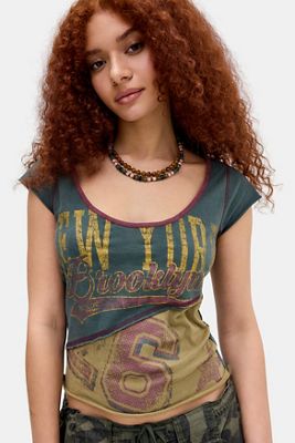 UO Brooklyn Spliced Scoop Back Baby T-Shirt