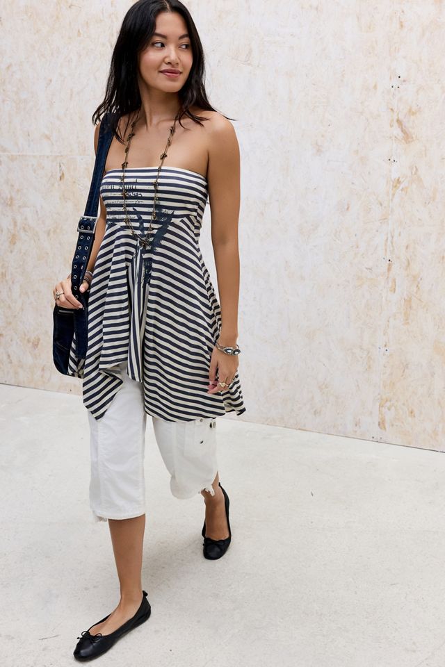 UO Grunge Streifen Bandeau Tunika-Top #1